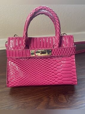 Pink Croc Mini Bag Y2K Barbiecore Top Handle Statement Purse